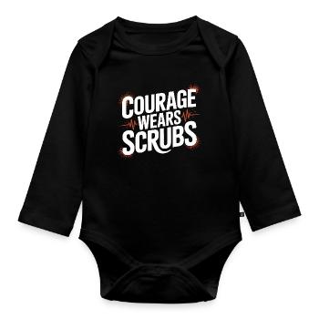 ER Nurse Courage Wears Scrubs Medical Worker - Organic Longsleeve Baby Bodysuit - black - Front