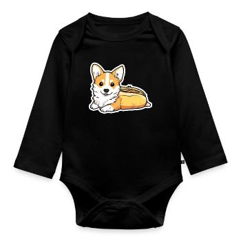 Collant en forme de pain pour hot-dogs Corgi mignon - Body Bébé bio manches longues - noir - Devant