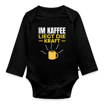 The power lies in coffee - Organic Longsleeve Baby Bodysuit - black - Front