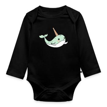 Narwal - Baby Bio-Langarm-Body - Schwarz - Vorne