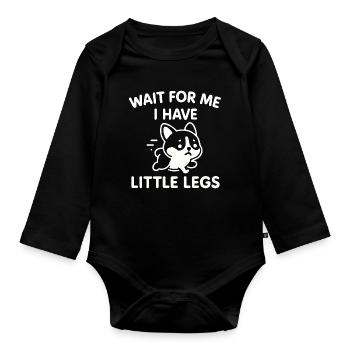 Le chien dit Humour Mème Humour, Drôle, petites jambes drôles - Body Bébé bio manches longues - noir - Devant