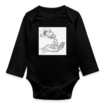 Music is my medicine  - Organic Longsleeve Baby Bodysuit - black - Front