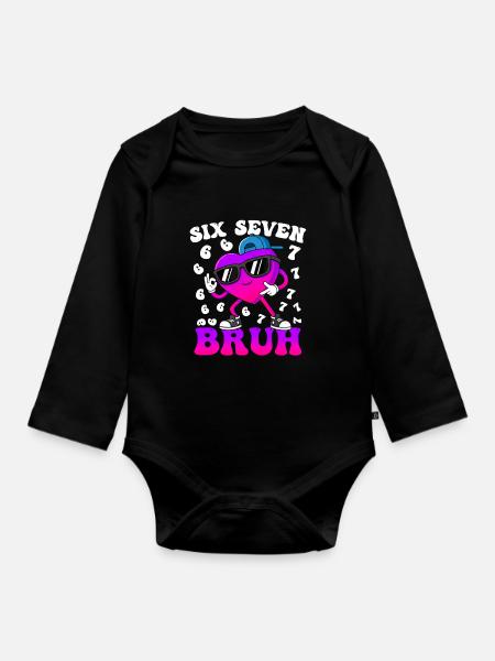 Six Seven 6 7 Meme 67 Trend Valentines Day - Baby Bio-Langarm-Body - Schwarz