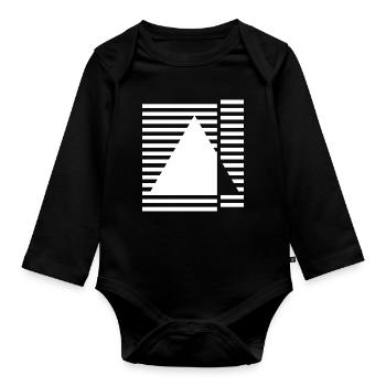 Geometric triangle Bauhaus inspired design - Organic Longsleeve Baby Bodysuit - black - Front