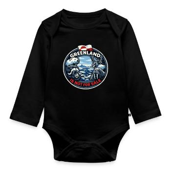 Drapeau du Groenland n’est pas à vendre - Body Bébé bio manches longues - noir - Devant