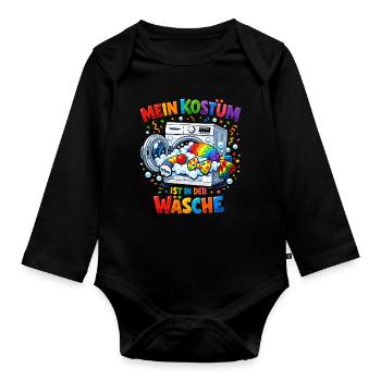 Mon costume est drôle dans le clown de la blanchisserie - Body Bébé bio manches longues - noir - Devant