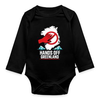 Hands Off Greenland Funny Gift - Organic Longsleeve Baby Bodysuit - black - Front