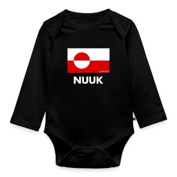 Greenland Flag - Nuuk - Grönland - Denmark - Baby Bio-Langarm-Body - Schwarz - Vorne