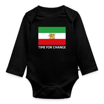 Temps de changement Drapeau iranien - Body Bébé bio manches longues - noir - Devant
