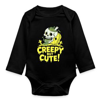 Creepy but Cute Skull Glow - Organic Longsleeve Baby Bodysuit - black - Front