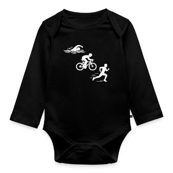 Triathlon Silhouette Triathlete - Organic Longsleeve Baby Bodysuit - black - Front