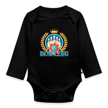 Royal Crown Bowling - Baby Bio-Langarm-Body - Schwarz - Vorne