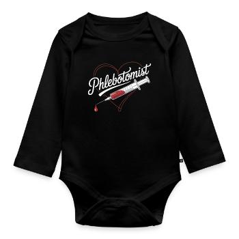 Phlebotomist Herzspritze - Baby Bio-Langarm-Body - Schwarz - Vorne