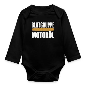 Blood Type Engine Oil Screwdriver Design - Organic Longsleeve Baby Bodysuit - black - Front
