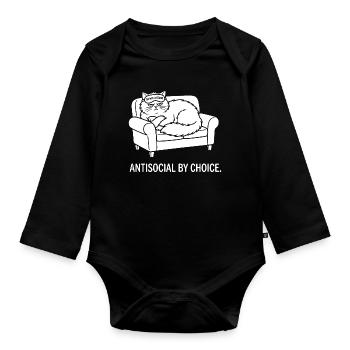 Antisocial by Choice Cat Gift - Organic Longsleeve Baby Bodysuit - black - Front