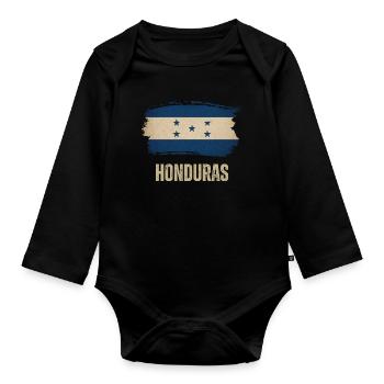 Flagge von Honduras Grunge, ich liebe Honduras - Baby Bio-Langarm-Body - Schwarz - Vorne