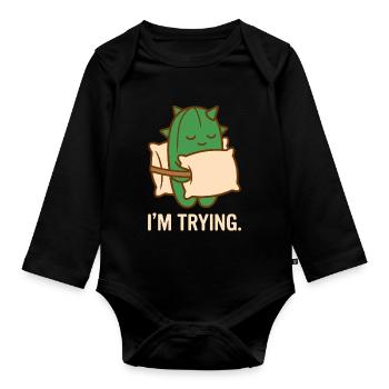 Prickly But Trying - Organic Longsleeve Baby Bodysuit - black - Front