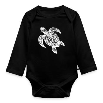 Tribal Schildkröte Mystische Natur und Geometrie - Baby Bio-Langarm-Body - Schwarz - Vorne
