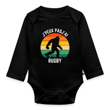 Sasquatch Rugby Retro Sun - Organic Longsleeve Baby Bodysuit - black - Front