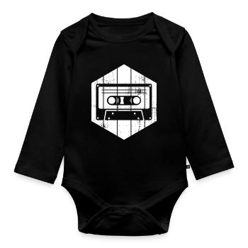 80s Cassette - Organic Longsleeve Baby Bodysuit - black - Front