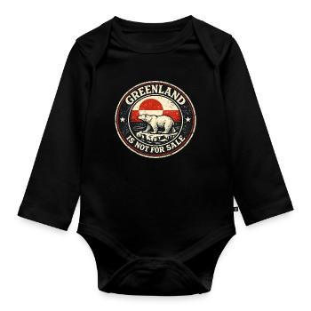 Greenland Stand Flag Bear Don patriotique - Body Bébé bio manches longues - noir - Devant