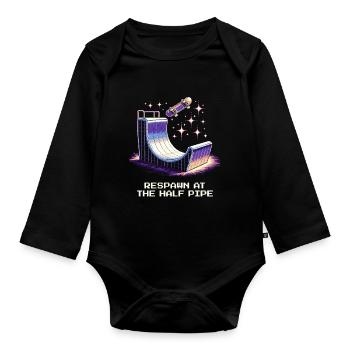 Respawn at the Halfpipe | Skateboard - Organic Longsleeve Baby Bodysuit - black - Front