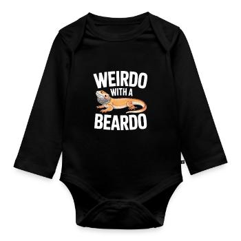 Weirdo With A Beardo - Organic Longsleeve Baby Bodysuit - black - Front