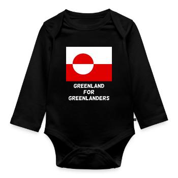 Greenland Flag Circle Emblem - Organic Longsleeve Baby Bodysuit - black - Front
