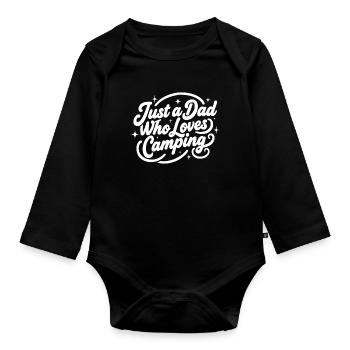 Juste un papa qui adore le camping Idée cadeau de papa - Body Bébé bio manches longues - noir - Devant