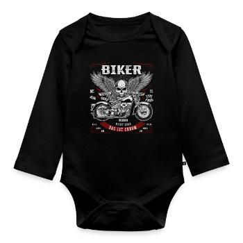 Biker werden nicht grau - Das ist Chrom - Baby Bio-Langarm-Body - Schwarz - Vorne