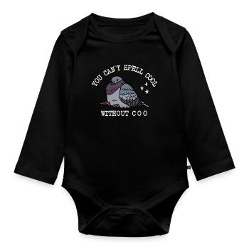 Taube Can’t Spell Cool - Baby Bio-Langarm-Body - Schwarz - Vorne