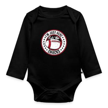 I'm Just Here For The Snacks Season Football Play - Organic Longsleeve Baby Bodysuit - black - Front