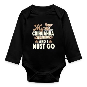 Chihuahua Chihuahueño Mon Chihuahua - Body Bébé bio manches longues - noir - Devant