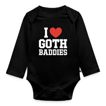 I Love Gothic Baddies - Organic Longsleeve Baby Bodysuit - black - Front