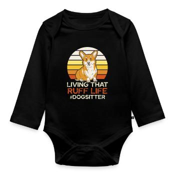 Ruff Life Corgi Retro Sunset - Body Bébé bio manches longues - noir - Devant