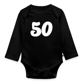 50. 50 YEARS. 50th ANNIVERSARY. 50 YEARS ANNIVERSARY. - Organic Longsleeve Baby Bodysuit - black - Front