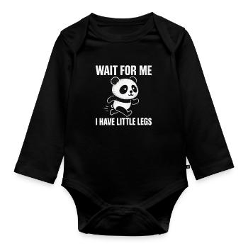 Panda Spruch Humor Meme Lustig Witzig Geschenkidee - Baby Bio-Langarm-Body - Schwarz - Vorne