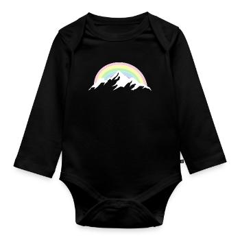 Mountain Rainbow Nature Lover - Organic Longsleeve Baby Bodysuit - black - Front