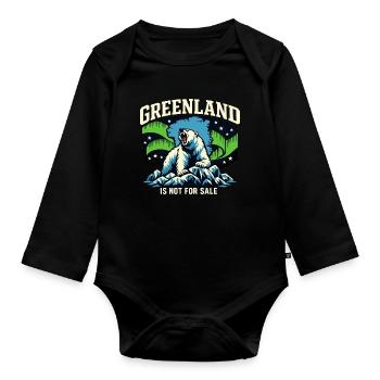Greenland is not for sale Hands off - Organic Longsleeve Baby Bodysuit - black - Front