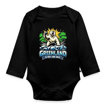 greenland is not for sale Funny Politics Gift - Organic Longsleeve Baby Bodysuit - black - Front