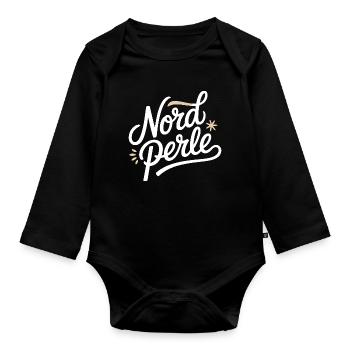 Nordperle Hamburg Nordsee Ostsee Norddeutsch Deern - Baby Bio-Langarm-Body - Schwarz - Vorne