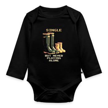 Single, but never alone | Single parent - Organic Longsleeve Baby Bodysuit - black - Front