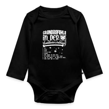 Commandes de base du motif du chien dressé - Body Bébé bio manches longues - noir - Devant