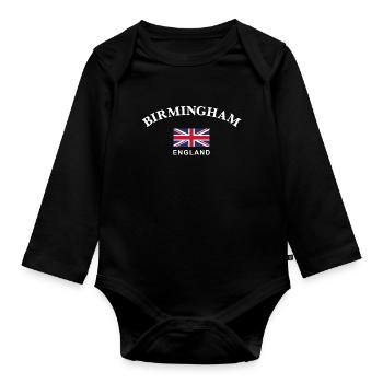 Birmingham, England - Organic Longsleeve Baby Bodysuit - black - Front