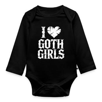 I Heart Goth Girls - Organic Longsleeve Baby Bodysuit - black - Front