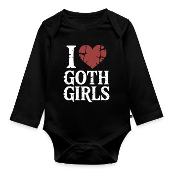 J’aime les filles gothiques - Body Bébé bio manches longues - noir - Devant
