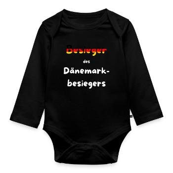 Handball EM 2026 - Besieger des Dänemarkbesiegers - Baby Bio-Langarm-Body - Schwarz - Vorne