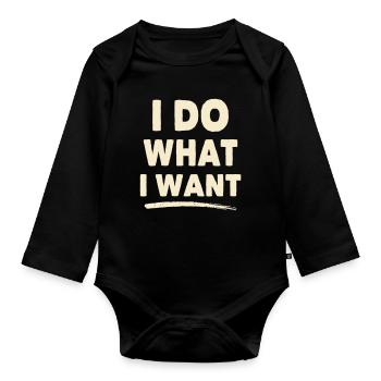Je Fais ce que je veux – Chemise statement - Body Bébé bio manches longues - noir - Devant