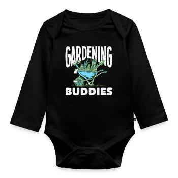 Gardening Buddies Plant Lovers Garden - Organic Longsleeve Baby Bodysuit - black - Front