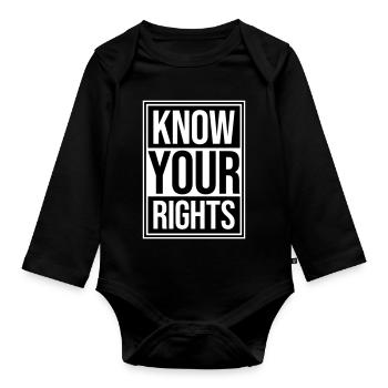 Know Your Rights Aktivismus Gerechtigkeit Freiheit - Baby Bio-Langarm-Body - Schwarz - Vorne